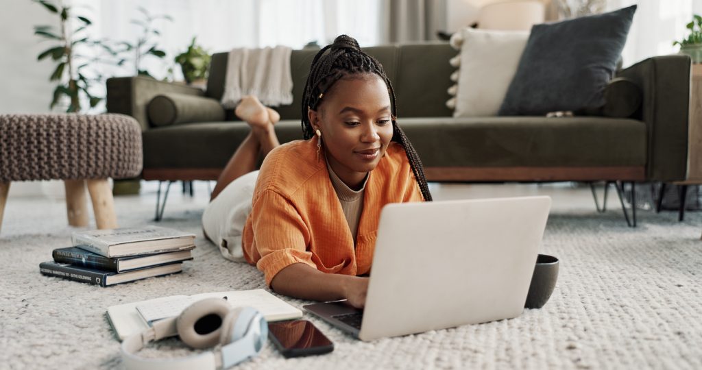 woman using laptop