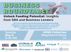 Business Funding Opportunities Panel, May 5, 8:30am, Sono Room L2, Norwalk