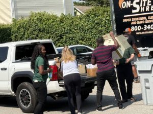 photo of people preparing to shred documents at the Connecticut Community Bank community shred day